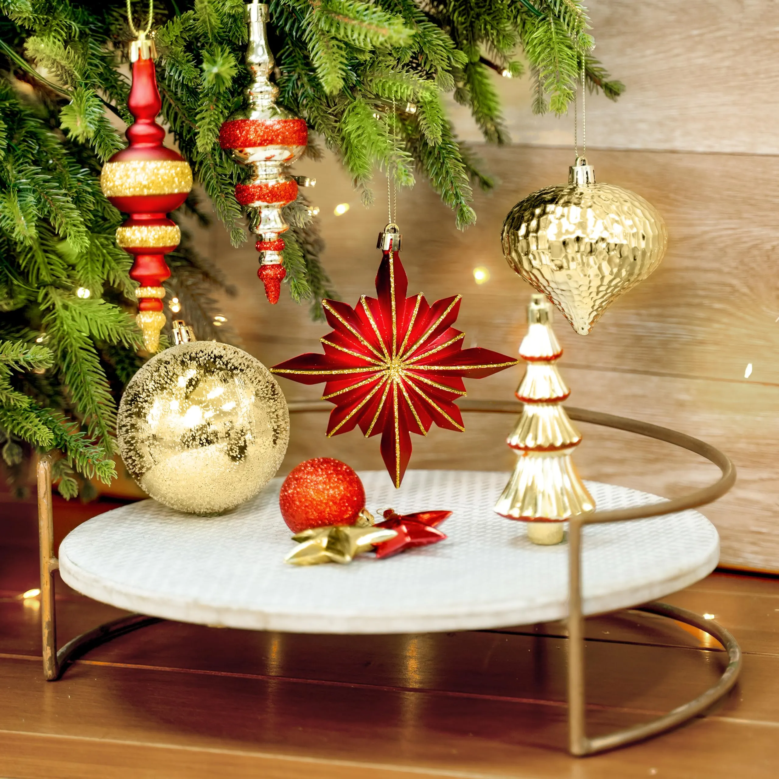 80pcs Red and Gold Christmas Balls Ornaments Set with Lanyards