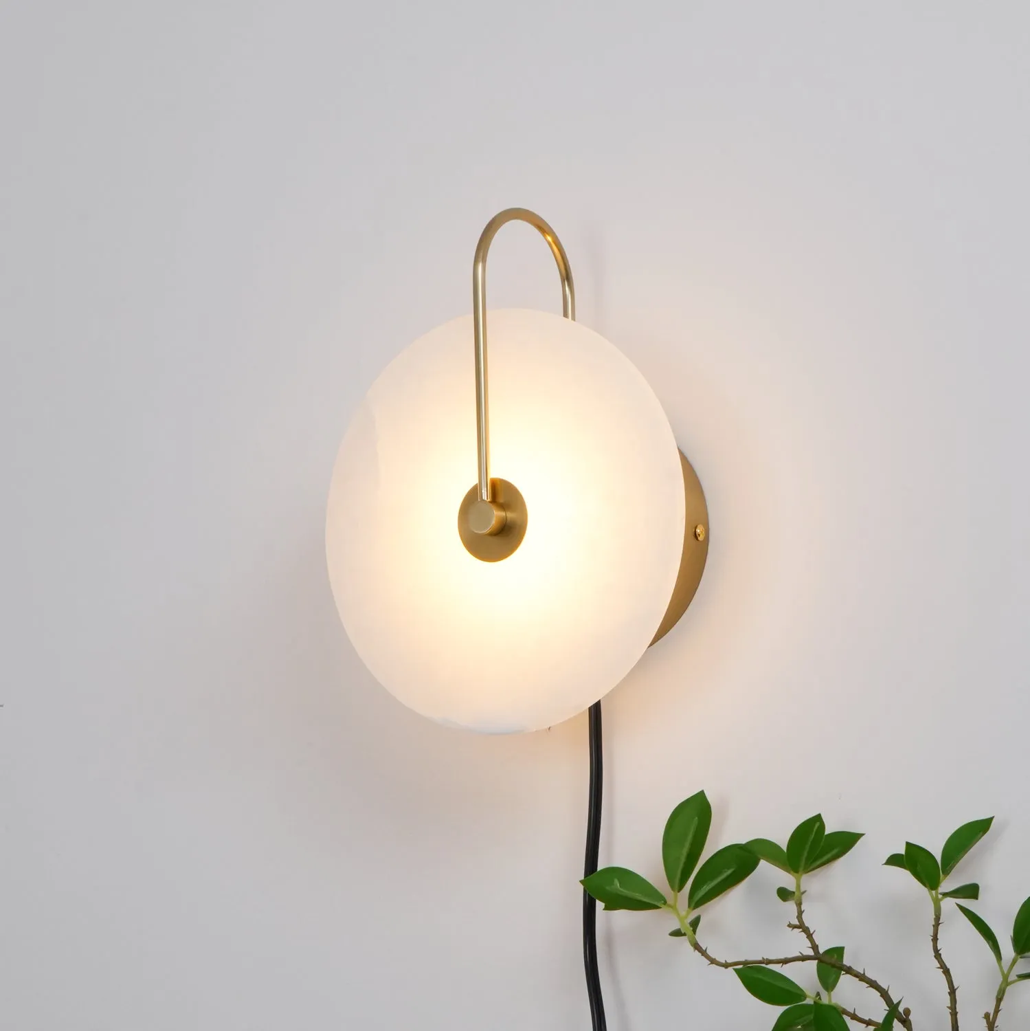 Alabaster LED Plug-In Wall Lamp