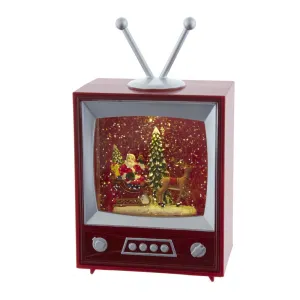 Battery-Operated Musical Santa and Sleigh Water Television Waterglobe