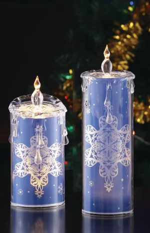 Blue Snowflake Candle set