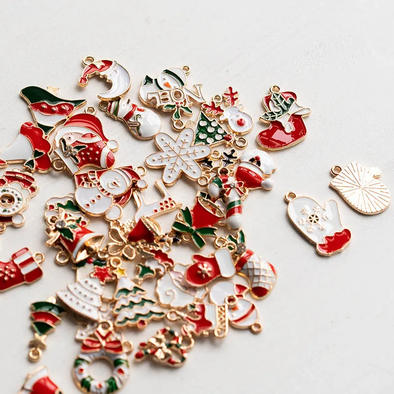 Bulk 45PCS Santa Snowman Elf Pendant DIY Christmas Ornament Earring Necklace Keychain Accessories Wholesale