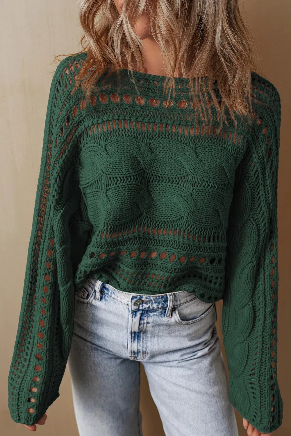 Cable Knit Openwork Sweater