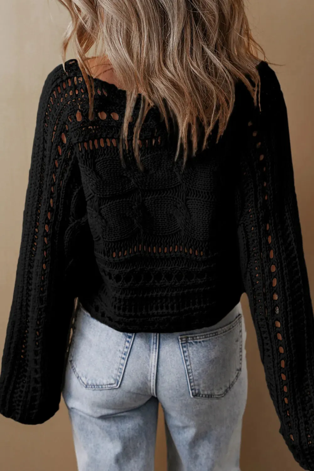 Cable Knit Openwork Sweater