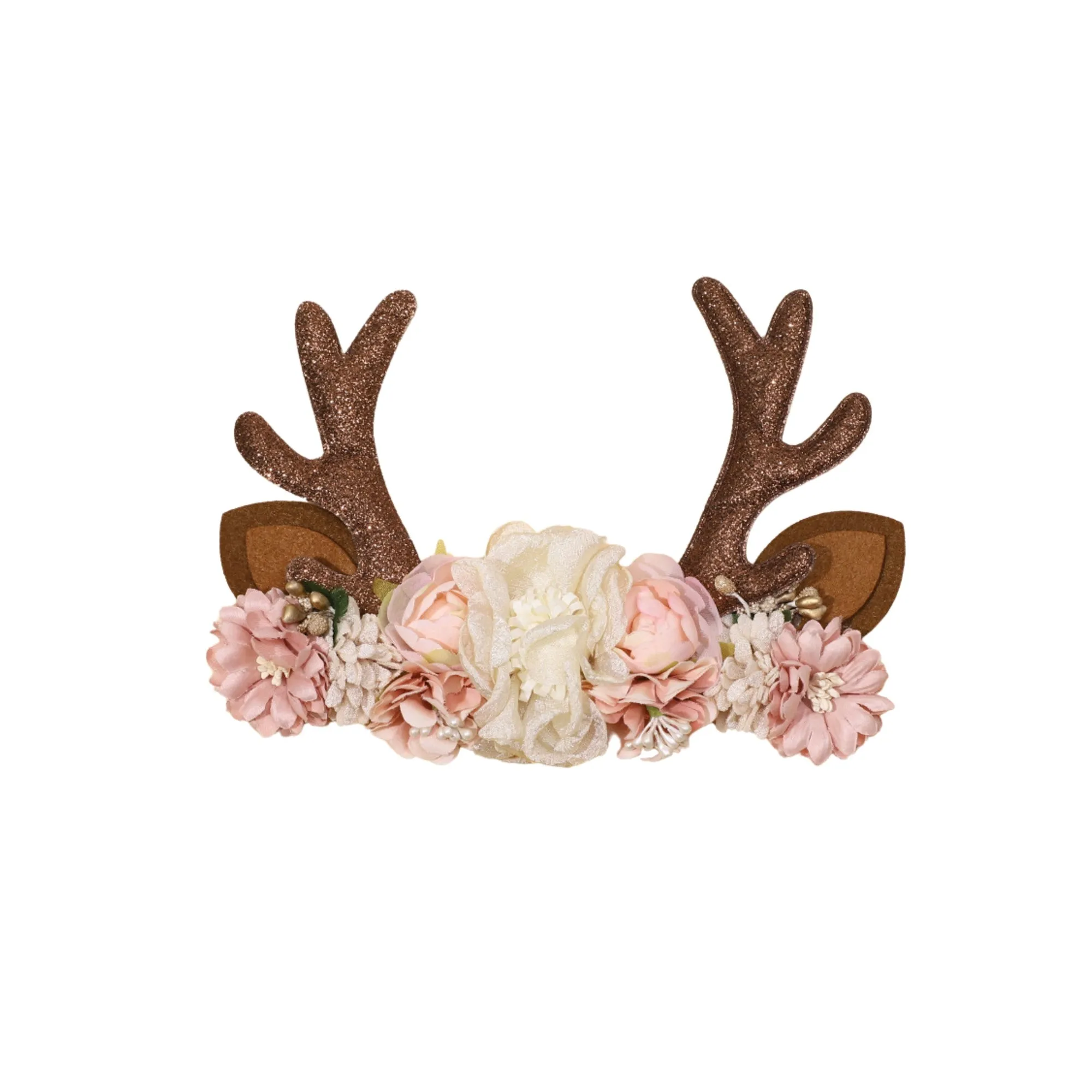 Christmas Reindeer Antler Floral Headband for Baby Girls #3