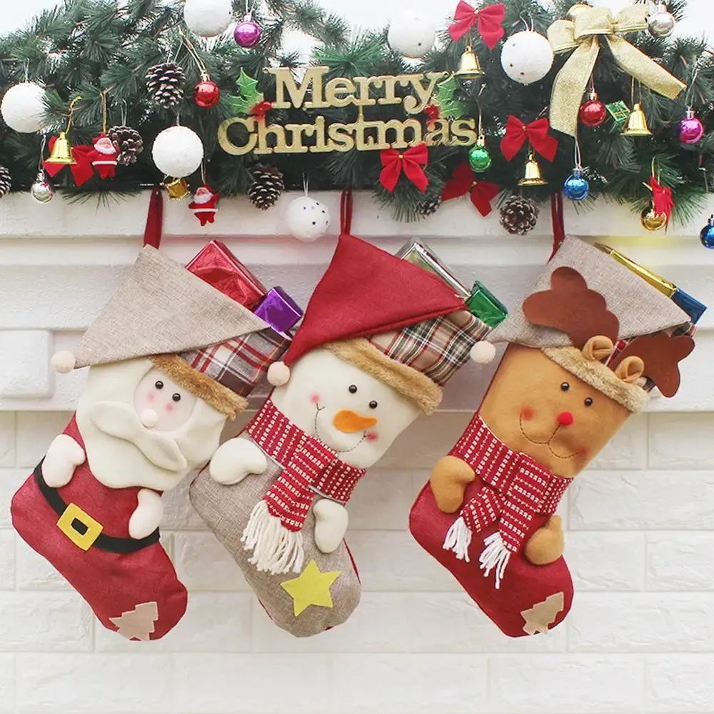 Christmas Stocking Mini Sock, 1Pcs Christmas Gift Bag Santa Claus Candy Gift Bag