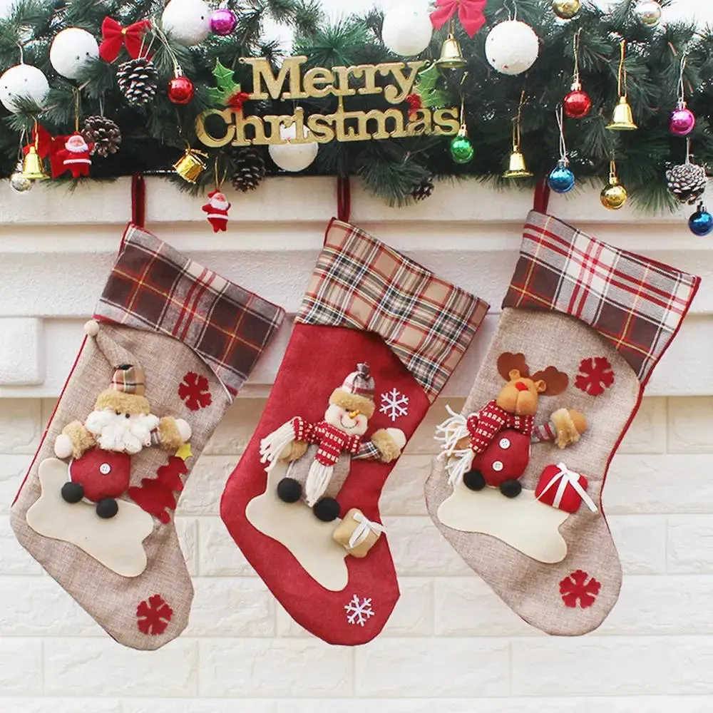 Christmas Stocking Mini Sock, 1Pcs Christmas Gift Bag Santa Claus Candy Gift Bag