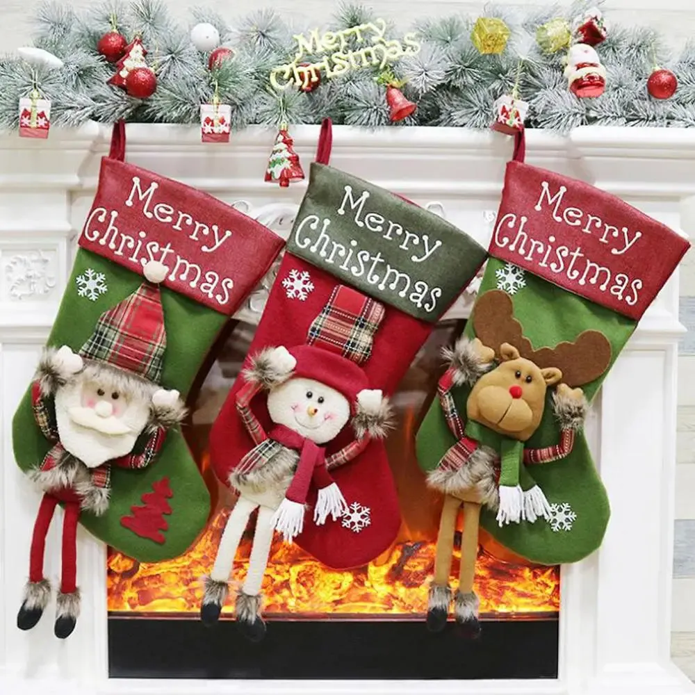 Christmas Stocking Mini Sock, 1Pcs Christmas Gift Bag Santa Claus Candy Gift Bag