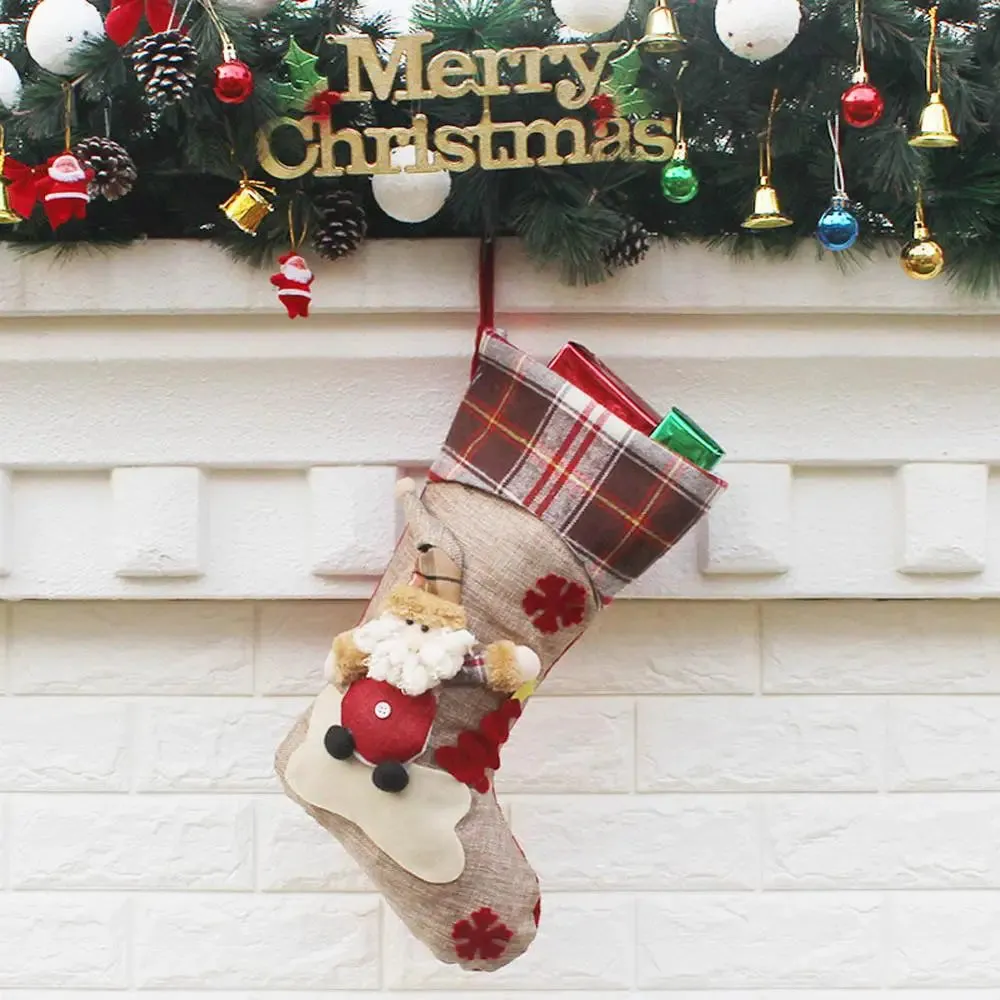 Christmas Stocking Mini Sock, 1Pcs Christmas Gift Bag Santa Claus Candy Gift Bag