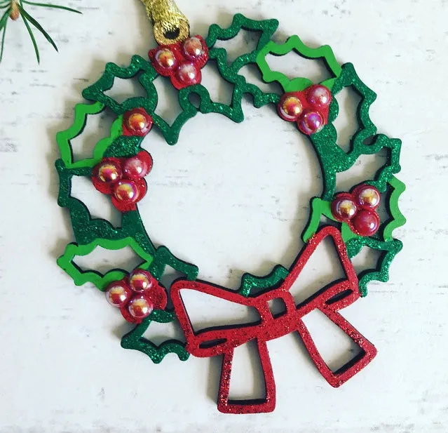 Christmas Tree Decoration Holly Wreath