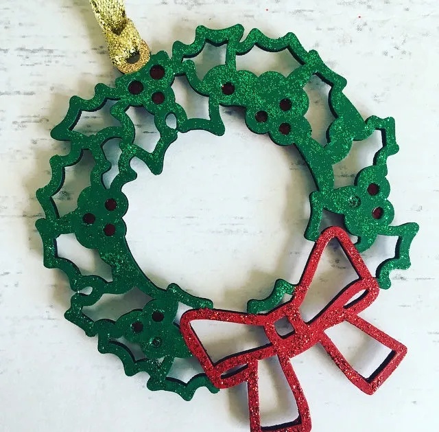 Christmas Tree Decoration Holly Wreath