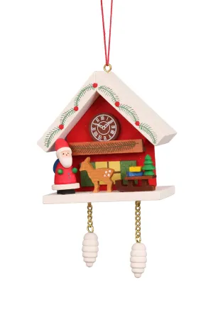 Cuckoo Clock - Santa and Reindeer under snow-capped Roof - Christmas tree decoration  (Pre-Order Item)