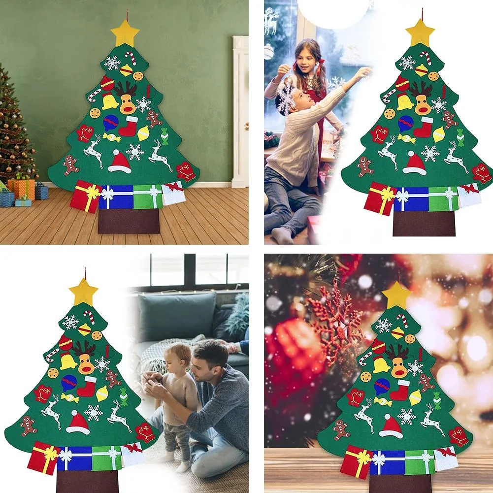 DIY Christmas Tree Door Wall 3D Stereo Felt Hanging Gifts Ornaments Decor