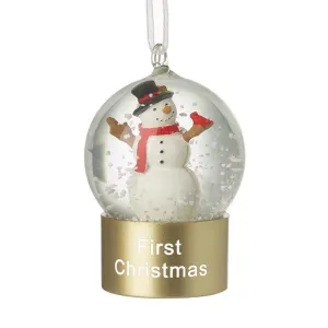 First Christmas Snowman Snow Globe Decoration