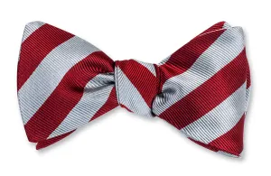 Garnet/Grey Bar Stripes Bow Tie - B1085