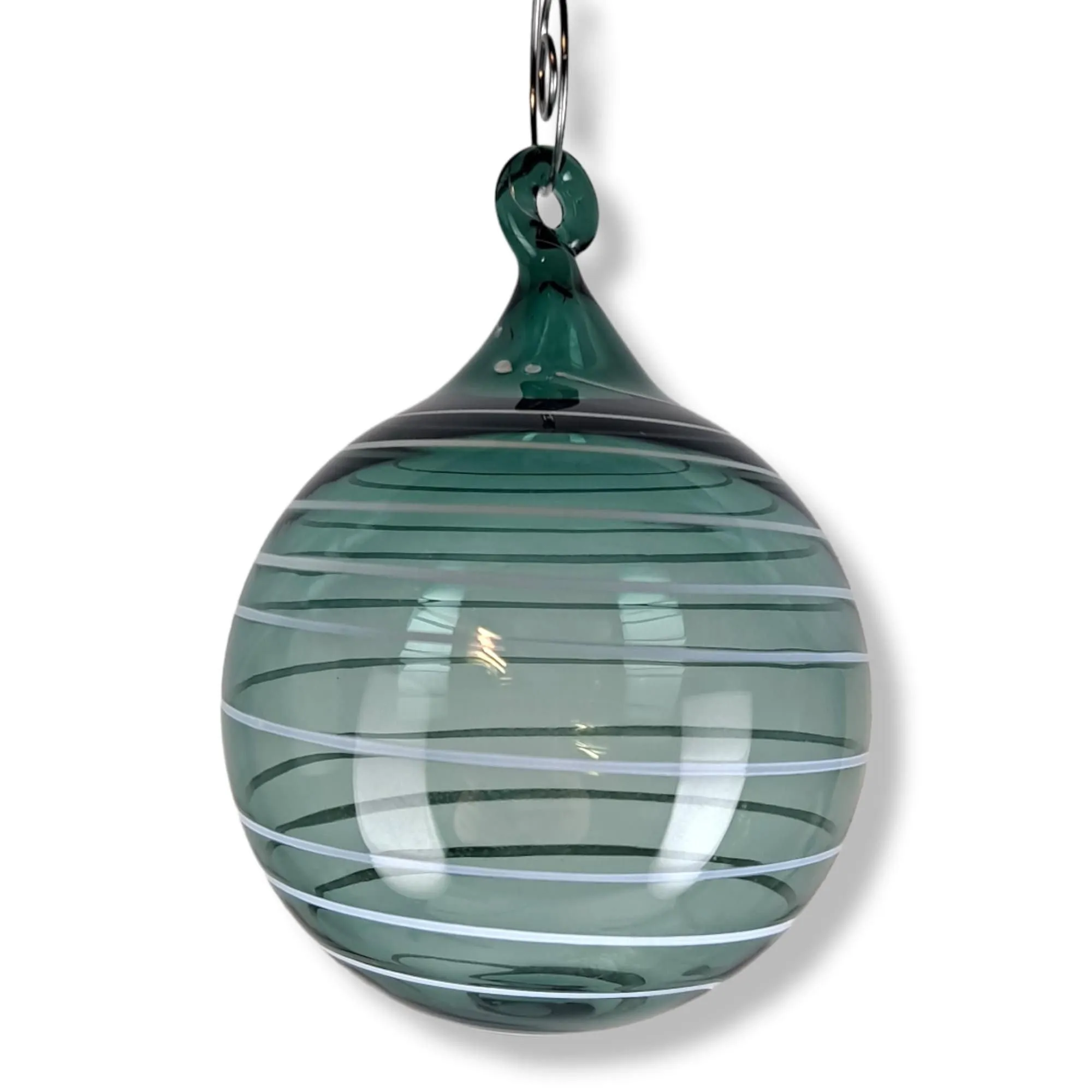 Hand Blown Glass Teal Ornament Collection