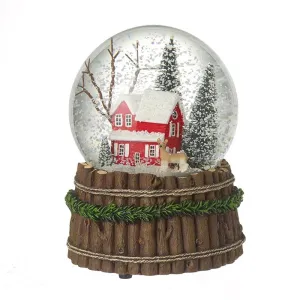 House Scene With Deer Christmas Musical Snow Globe