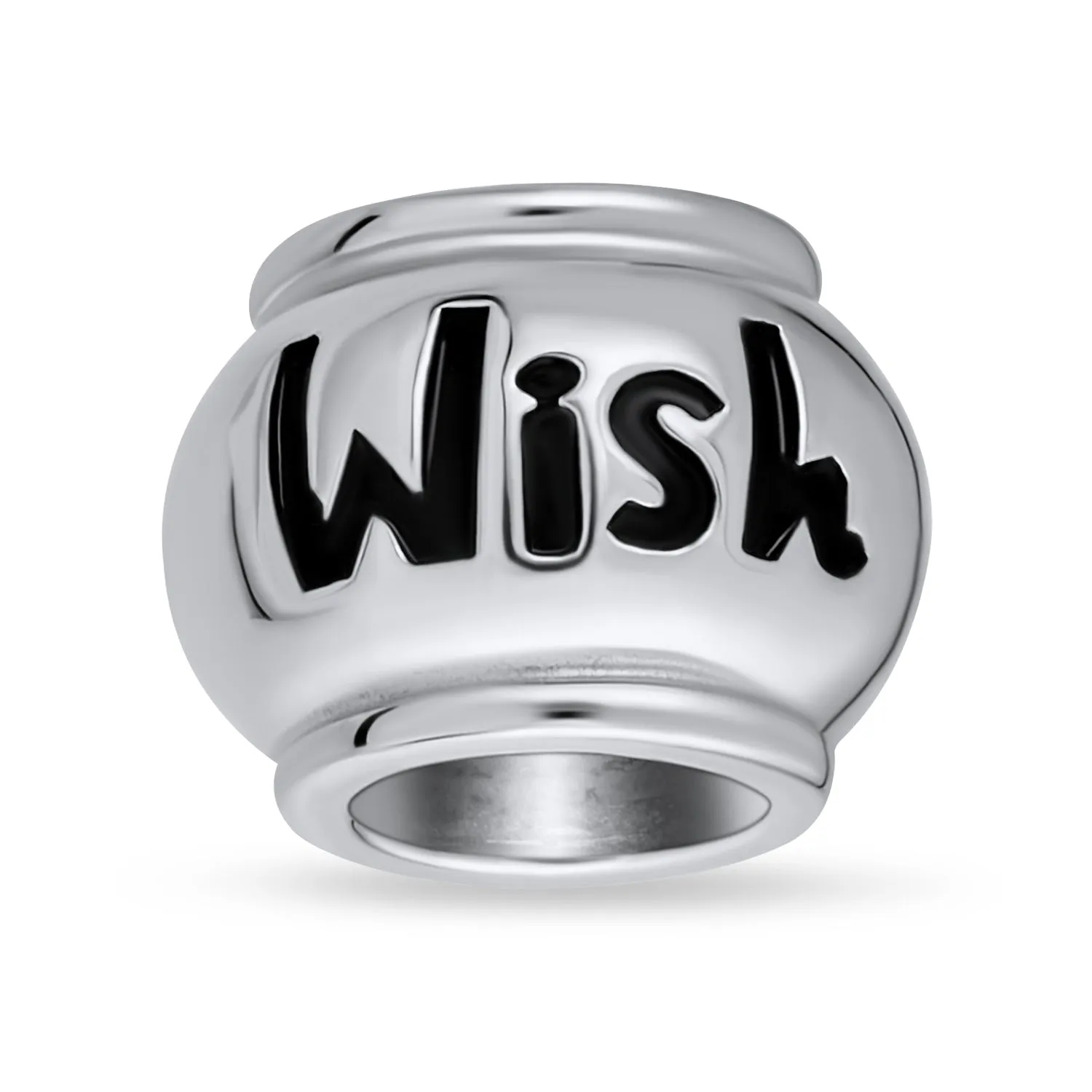 Inspirational Message Barrel Charm Bead .925 Sterling Silver