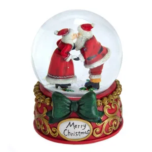 Kurt Adler 100MM Musical Mr. & Mrs. Santa Claus Kissing Couple Water Snow Globe, J3263