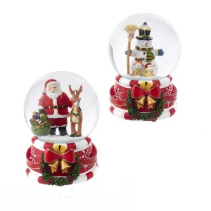 Kurt Adler 100MM Santa and Snowman Musical Snow Water Globe, J3262