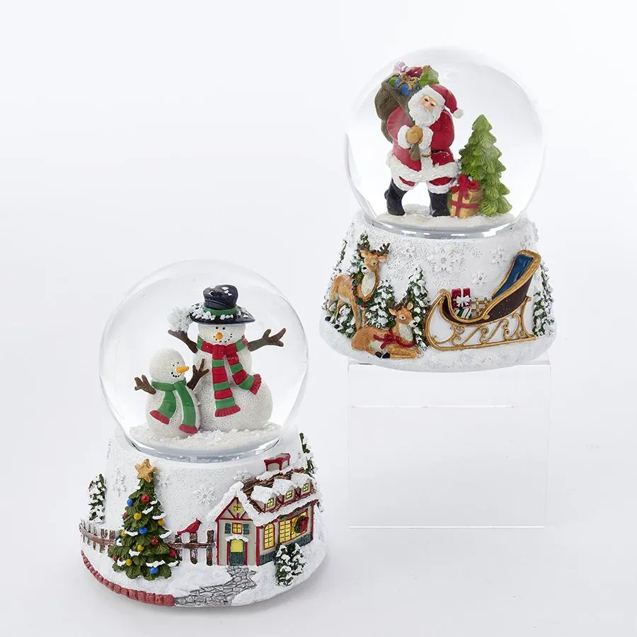 Kurt Adler Musical Santa/Snowman Snow Motion Water Globe, H0670