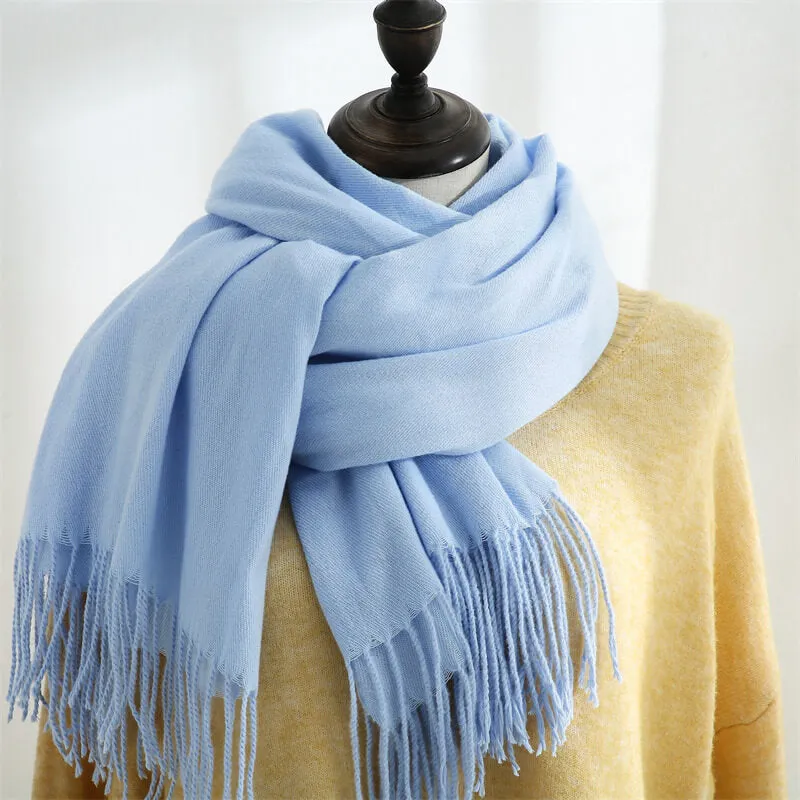 Large Soft Cashmere Silky Pashmina Solid Shawl Wrap Scarf for Women