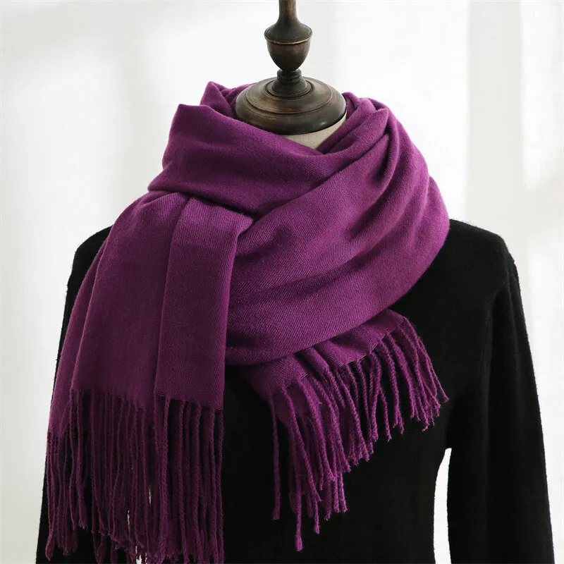 Large Soft Cashmere Silky Pashmina Solid Shawl Wrap Scarf for Women