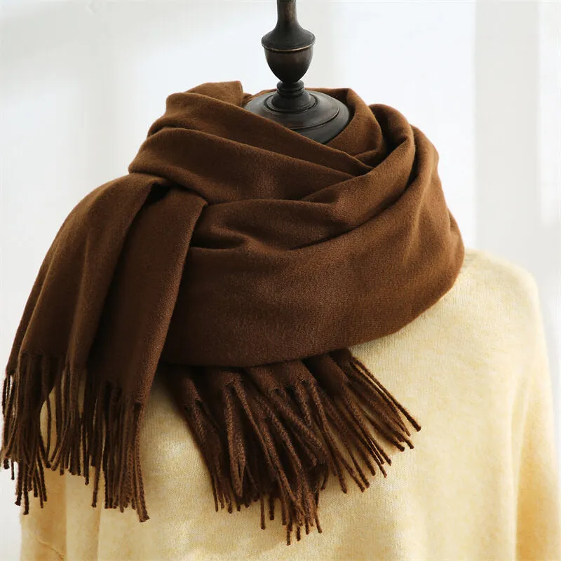 Large Soft Cashmere Silky Pashmina Solid Shawl Wrap Scarf for Women