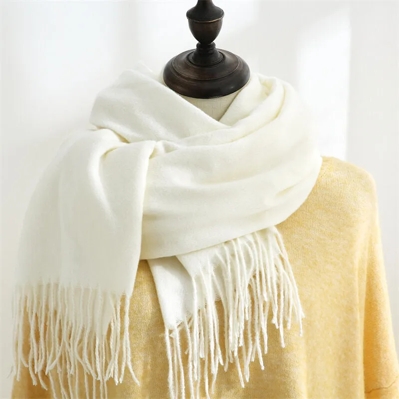 Large Soft Cashmere Silky Pashmina Solid Shawl Wrap Scarf for Women