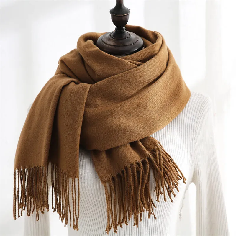 Large Soft Cashmere Silky Pashmina Solid Shawl Wrap Scarf for Women