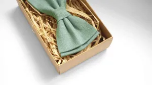 Linen Sage green bow tie