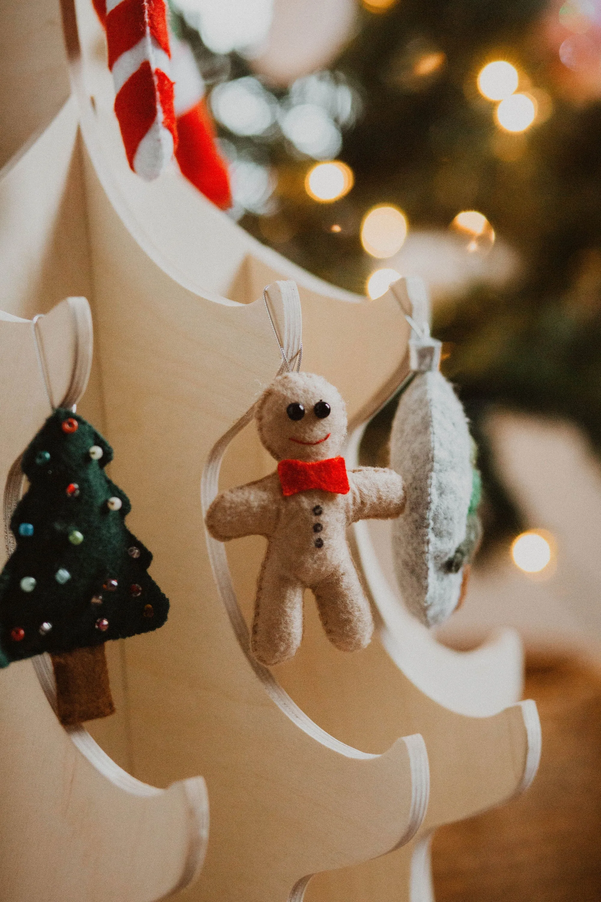 Montessori Wooden Christmas Tree & Felt Ornaments Set