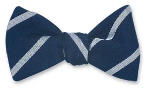 Navy/Silver Buckingham Striped Bow Tie - B2797