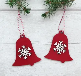 Nordic Christmas Tree Decorations - 2 Wooden Bells