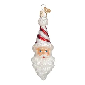 Old World Christmas Peppermint Twist Santa Glass Ornament