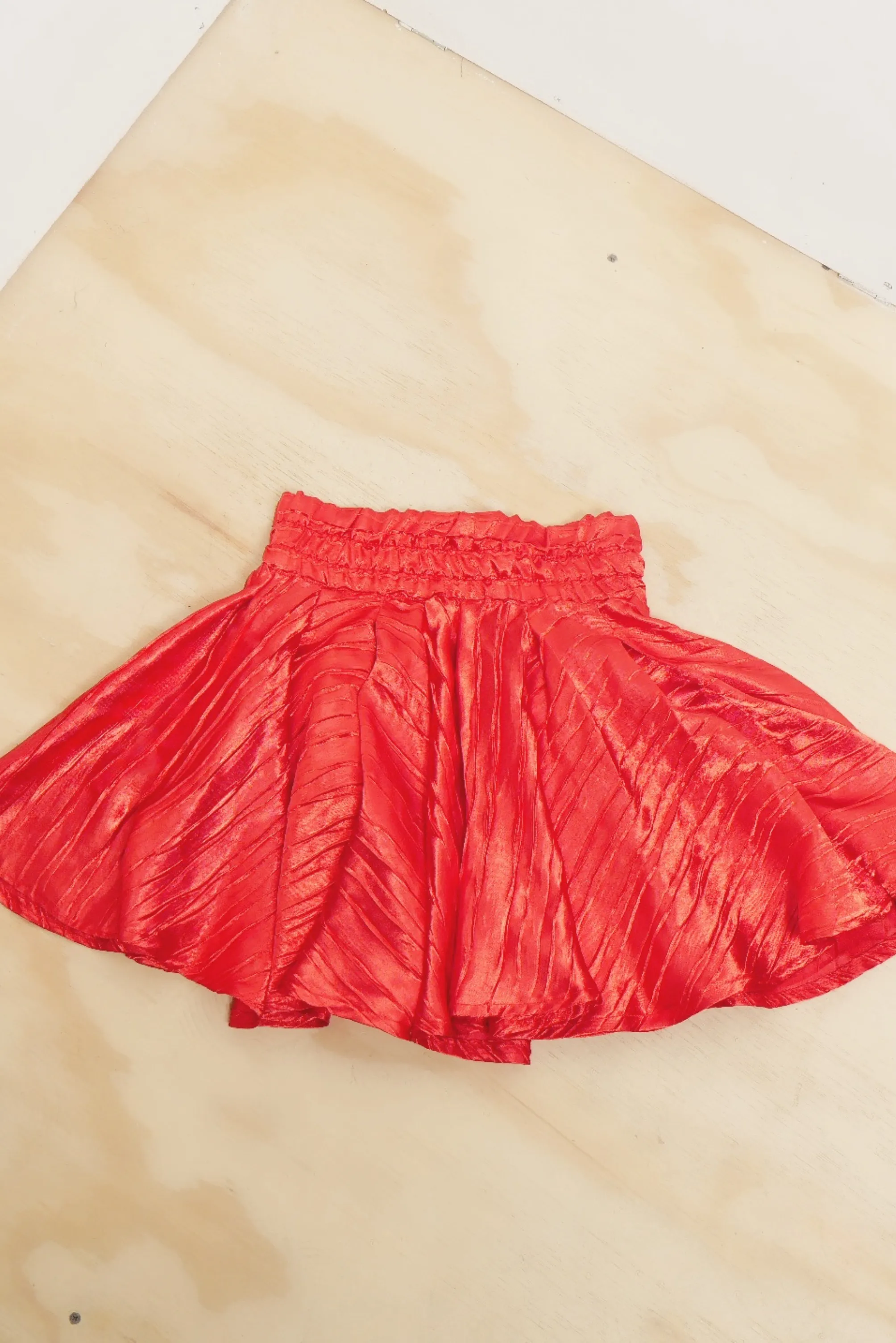 Red mini high rise skirt (XS) - SAMPLE SALE - FINAL SALE