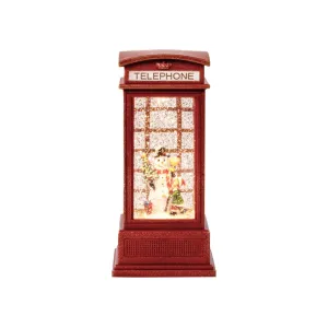 Red Musical Telephone Booth Snow lamp - Snowman