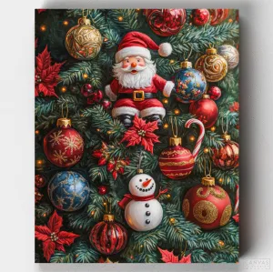 Santa’s Ornaments Tree - Paint by Numbers