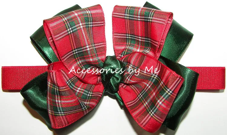 Tartan Plaid Red Green Bow Headband