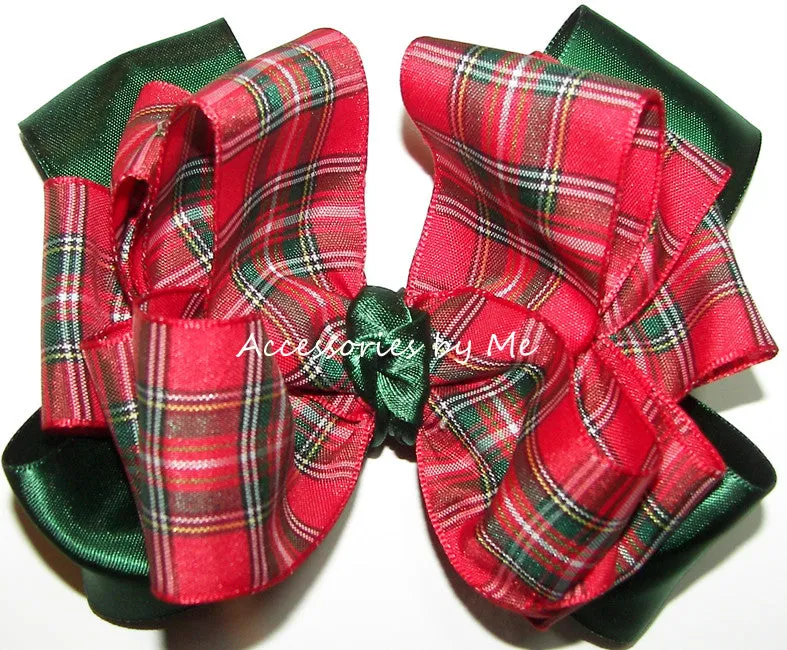 Tartan Plaid Red Green Hair Bow