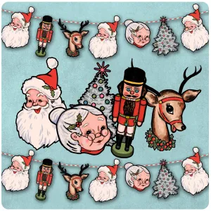 Vintage Inspired Large Christmas 'North Pole Collection' Garland / Banner Decoration