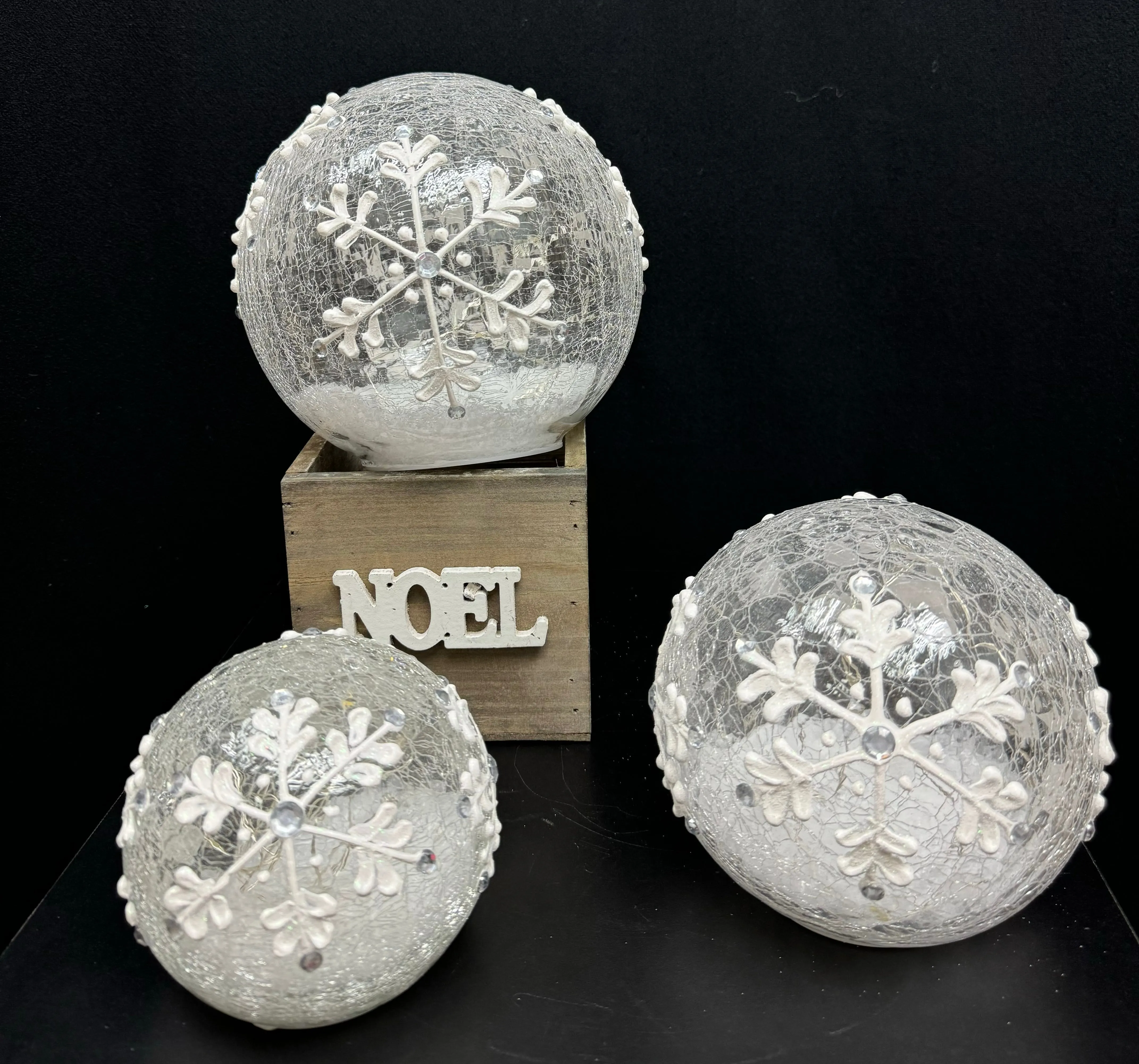 White Snowflake LED Globe Set